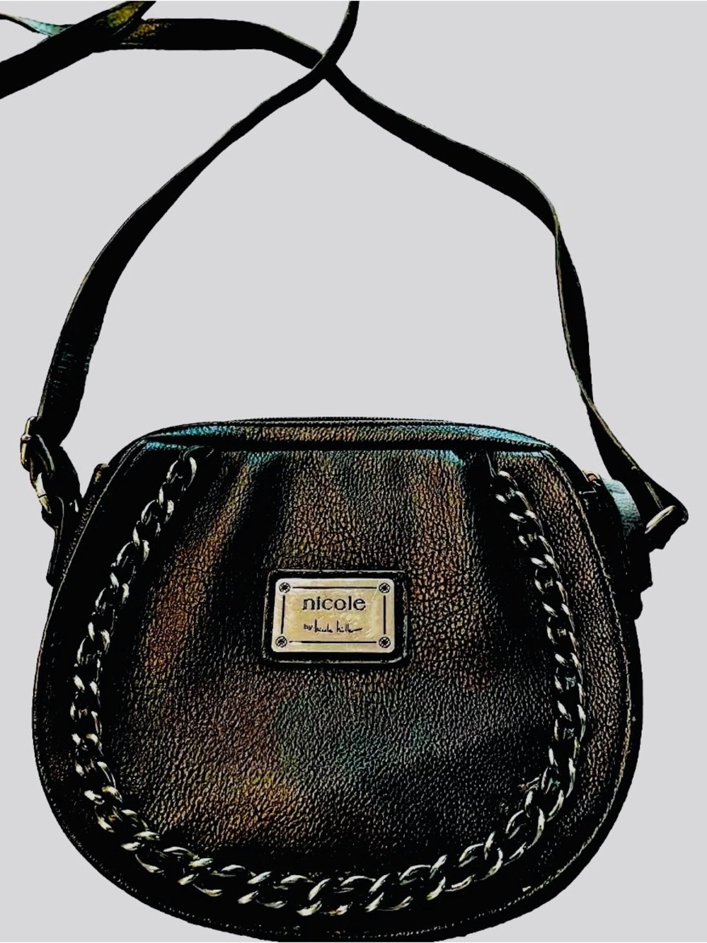 Nicole by Nicole Miller Black Chain-Accent Crossbody Bag